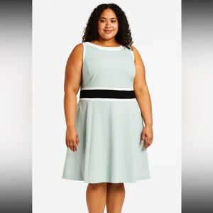 Black Label by Evan Picone Black and Mint  Sleeveless Shift Dress size 18